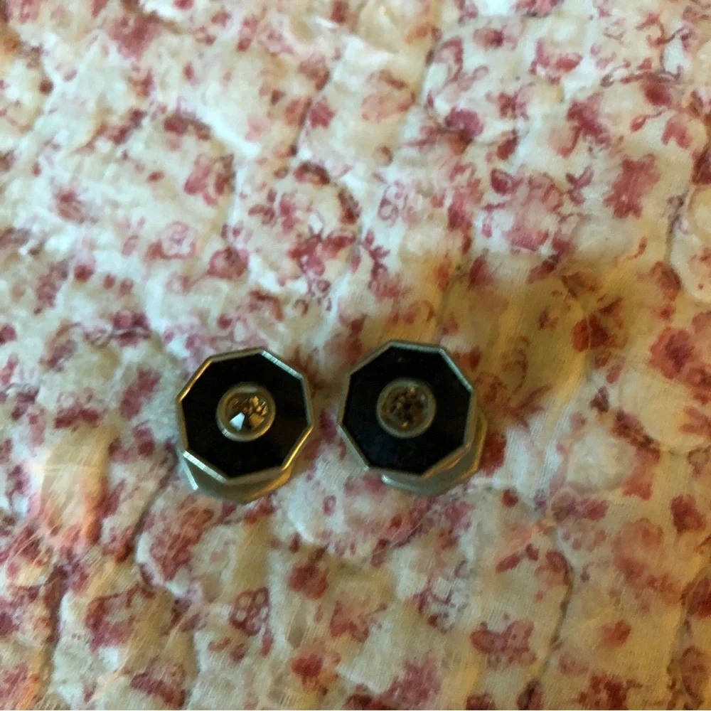 Vintage Black Onyx and Silver Cuff Links